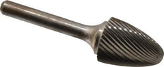 Atrax - 3/4" Cut Diam, 1/4" Shank Diam, Tree with Radius Head Single Cut Burr - Carbide, Radius End, 1" LOC, 2-3/4" OAL - Top Tool & Supply