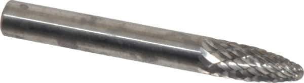 Atrax - 1/4" Cut Diam, 1/4" Shank Diam, Tree with Radius Head Double Cut Burr - Carbide, Radius End, 5/8" LOC, 2" OAL - Top Tool & Supply