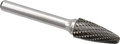 Atrax - 7/16" Cut Diam, 1/4" Shank Diam, Tree with Radius Head Double Cut Burr - Carbide, Radius End, 1" LOC, 2-3/4" OAL - Top Tool & Supply