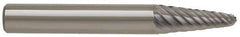 SGS Pro - 3/16" Cut Diam, 1/8" Shank Diam, Taper Head Single Cut Burr - Carbide, Radius End, 1/2" LOC - Top Tool & Supply