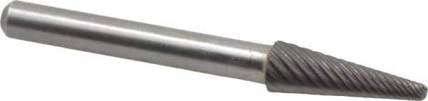 Atrax - 5/16" Cut Diam, 1/4" Shank Diam, Taper Head Single Cut Burr - Radius End, 7/8" LOC, 2-3/4" OAL - Top Tool & Supply