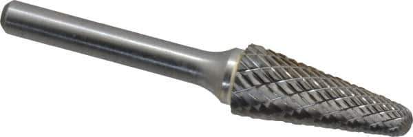 Atrax - 1/2" Cut Diam, 1/4" Shank Diam, Taper Head Double Cut Burr - Radius End, 1-1/8" LOC, 3" OAL - Top Tool & Supply