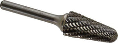 Atrax - 5/8" Cut Diam, 1/4" Shank Diam, Taper Head Double Cut Burr - Radius End, 1-5/16" LOC, 3-3/16" OAL - Top Tool & Supply