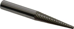 Atrax - 1/4" Cut Diam, 1/4" Shank Diam, Cone Head Single Cut Burr - Carbide, Point End, 1" LOC, 2" OAL - Top Tool & Supply