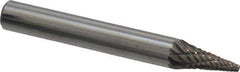 Atrax - 1/4" Cut Diam, 1/4" Shank Diam, Cone Head Double Cut Burr - Carbide, Point End, 1/2" LOC, 2" OAL - Top Tool & Supply