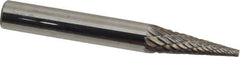 Atrax - 1/4" Cut Diam, 1/4" Shank Diam, Cone Head Double Cut Burr - Carbide, Point End, 3/4" LOC, 2" OAL - Top Tool & Supply