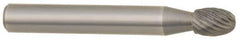 M.A. Ford - 5/8" Cut Diam, 1/4" Shank Diam, Oval Head Double Cut Burr - Carbide, Radius End, 1" LOC, 3" OAL - Top Tool & Supply