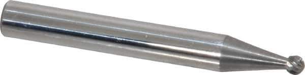 Atrax - 1/8" Cut Diam, 1/4" Shank Diam, Ball Head Single Cut Burr - Carbide, Radius End, 3/32" LOC, 2" OAL - Top Tool & Supply