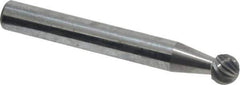 Atrax - 1/4" Cut Diam, 1/4" Shank Diam, Ball Head Single Cut Burr - Carbide, Radius End, 7/32" LOC, 2" OAL - Top Tool & Supply