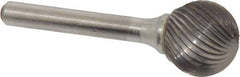 Atrax - 3/4" Cut Diam, 1/4" Shank Diam, Ball Head Single Cut Burr - Carbide, Radius End, 11/16" LOC, 2-1/2" OAL - Top Tool & Supply