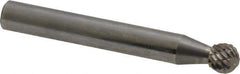 Atrax - 1/4" Cut Diam, 1/4" Shank Diam, Ball Head Double Cut Burr - Carbide, Radius End, 7/32" LOC, 2" OAL - Top Tool & Supply