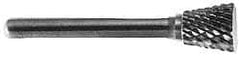 M.A. Ford - 5/8" Cut Diam, 1/4" Shank Diam, Inverted Cone Head Single Cut Burr - Carbide, Flat End, 3/4" LOC, 2-3/4" OAL - Top Tool & Supply