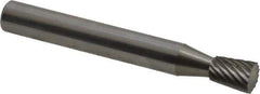 Atrax - 1/4" Cut Diam, 1/4" Shank Diam, Inverted Cone Head Single Cut Burr - Carbide, Flat End, 5/16" LOC, 2" OAL - Top Tool & Supply