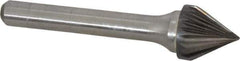 Atrax - 1/2" Cut Diam, 1/4" Shank Diam, Taper Head Single Cut Burr - Carbide, Radius End, 7/16" LOC, 2-3/16" OAL - Top Tool & Supply