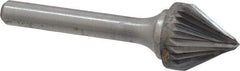 Atrax - 5/8" Cut Diam, 1/4" Shank Diam, Taper Head Single Cut Burr - Carbide, Radius End, 9/16" LOC, 2-5/16" OAL - Top Tool & Supply