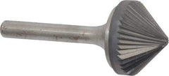 Atrax - 1" Cut Diam, 1/4" Shank Diam, Cone Head Single Cut Burr - Carbide, Point End, 1/2" LOC, 2-1/4" OAL - Top Tool & Supply