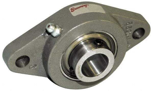 Browning - 1-1/4" ID, 6-1/8" OAL x 3-5/8" OAH 2-Bolt Flange Air Handling - 3,493 Lb Static Cap, 5,782 Lb Dyn Cap, 5-1/8" Btw Mnt Hole Ctrs, Cast Iron - Top Tool & Supply