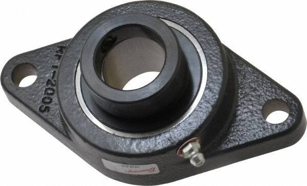 Browning - 1-3/16" ID, 5-9/16" OAL x 3-1/8" OAH 2-Bolt Flange - 2,567 Lb Static Cap, 4,381 Lb Dyn Cap, 4-19/32" Btw Mnt Hole Ctrs, Cast Iron - Top Tool & Supply