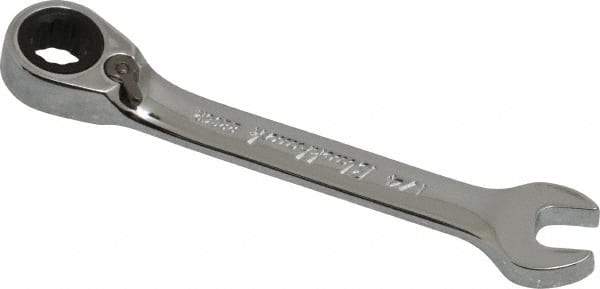 Blackhawk by Proto - 1/4" 12 Point Combination Wrench - 15° Head Angle, 3-3/32" OAL, Steel, Chrome Finish - Top Tool & Supply