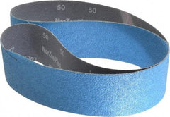 Norton - 2-1/2" Wide x 48" OAL, 50 Grit, Zirconia Alumina Abrasive Belt - Zirconia Alumina, Coarse, Coated, Y Weighted Cloth Backing, Dry, Series R821 - Top Tool & Supply