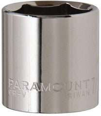 Paramount - 7/8", 3/8" Drive, Standard Hand Socket - 6 Points, 1-3/16" OAL, Steel, Chrome Finish - Top Tool & Supply