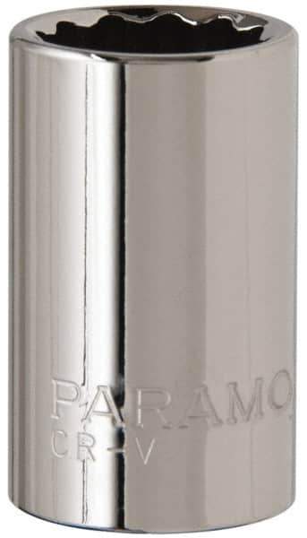 Paramount - 1/2" Drive, Standard Hand Socket - 12 Points, 1-1/2" OAL, Steel, Chrome Finish - Top Tool & Supply