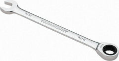 Paramount - 7/16" 12 Point Ratcheting Combination Wrench - 6-1/2" OAL, Chrome Vanadium Steel, Polished Finish - Top Tool & Supply