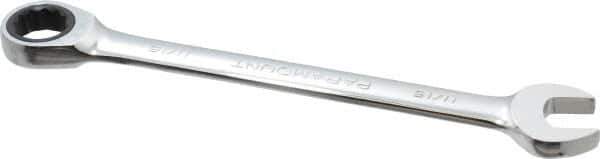 Paramount - 11/16" 12 Point Ratcheting Combination Wrench - 9-3/4" OAL, Chrome Vanadium Steel, Polished Finish - Top Tool & Supply