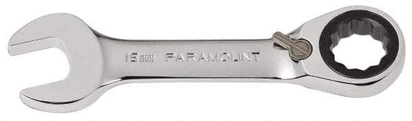 Paramount - 15mm 12 Point Combination Wrench - 15° Head Angle, 4-33/64" OAL, Chrome Vanadium Steel, Polished Finish - Top Tool & Supply