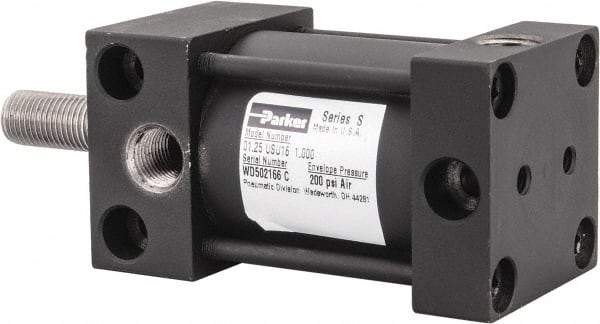 Parker - 1" Stroke x 1-1/4" Bore Double Acting Air Cylinder - 1/8 Port, 3/8-24 Rod Thread, 200 Max psi, -10 to 165°F - Top Tool & Supply