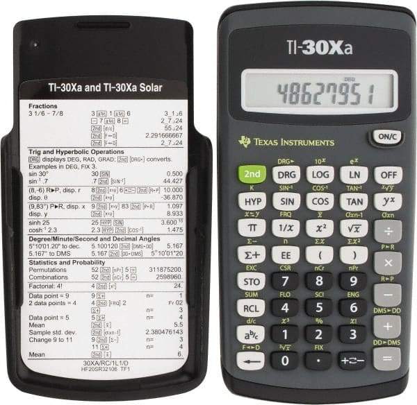 Texas Instruments - LCD 1 Function Handheld Calculator - 10 x 1 Display Size, Dark Gray & Black, (2) A76 Batteries Powered, 6" Long x 3-1/8" Wide - Top Tool & Supply