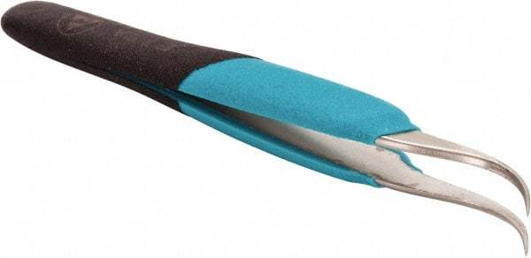 Erem - 5-1/2" OAL 7-SA Ergonomic Tweezers - Curved, Fine Point, High Precision Tips - Top Tool & Supply