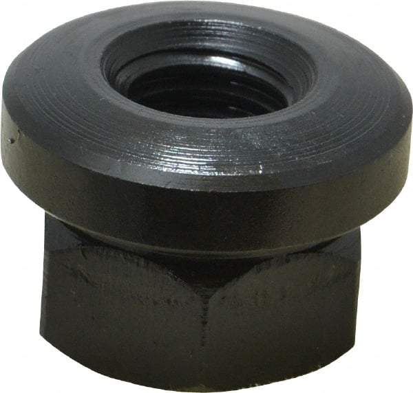 Gibraltar - 1/2-13 Steel Black Oxide Spherical Flange Nut - Grade 12L14, 11/16" High, 1-1/8" Diam x 3/16" High Flange, 1-1/2" Radius - Top Tool & Supply