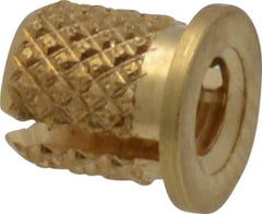 E-Z LOK - #6-32 UNC Brass Flanged Press Fit Threaded Insert for Plastic - 1/4" OAL, 0.199" Insert Diam, 3/16" Hole Diam, 3/16" Drill - Top Tool & Supply