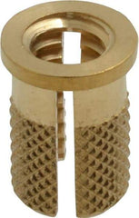 E-Z LOK - 1/4-20 UNC Brass Flanged Press Fit Threaded Insert for Plastic - 1/2" OAL, 0.326" Insert Diam, 5/16" Hole Diam, 5/16" Drill - Top Tool & Supply