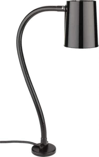 Made in USA - 24 Inch, Gooseneck, Magnetic Mounted, Incandescent, Black, General Purpose Task Light - 100 Watt, 120 Volt, Nonmagnifying - Top Tool & Supply