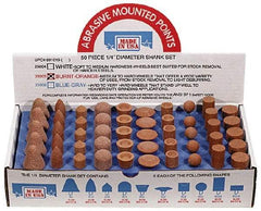 Made in USA - 100 Piece Aluminum Oxide Vitrified Mounted Stone Abrasive Point Set - Includes Shapes A4, A12, A14, A21, A32, A37, A39, A40, W206 & W218 - Top Tool & Supply