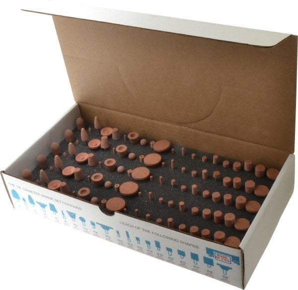 Made in USA - 100 Piece Aluminum Oxide Vitrified Mounted Stone Abrasive Point Set - Includes Shapes B42, B45, B52, B81, B91, B97, B102, B122, B136, W144, W146, W152, W160, W163, W167, W175, W176, W185, W200 & W215 - Top Tool & Supply