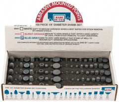 Made in USA - 100 Piece Aluminum Oxide Vitrified Mounted Stone Abrasive Point Set - Includes Shapes B42, B45, B52, B81, B91, B97, B102, B122, B136, W144, W146, W152, W160, W163, W167, W175, W176, W185, W200 & W215 - Top Tool & Supply