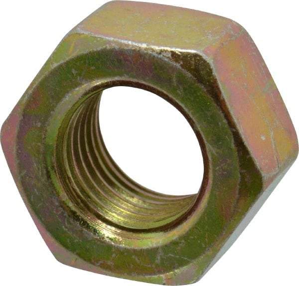 Value Collection - 7/16-20 UNF Steel Right Hand Hex Nut - 11/16" Across Flats, 3/8" High, Zinc Yellow Dichromate Finish - Top Tool & Supply