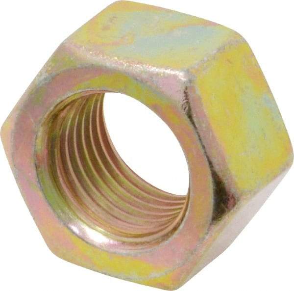 Value Collection - 1/2-20 UNF Steel Right Hand Hex Nut - 3/4" Across Flats, 7/16" High, Zinc Yellow Dichromate Finish - Top Tool & Supply