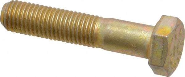 Made in USA - 5/16-24 UNF, 1-1/2" Length Under Head Hex Head Cap Screw - Partially Threaded, Grade 8 Alloy Steel, Zinc Yellow Dichromate Finish, 1/2" Hex - Top Tool & Supply