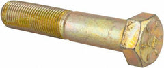 Made in USA - 9/16-18 UNF, 3" Length Under Head Hex Head Cap Screw - Partially Threaded, Grade 8 Alloy Steel, Zinc Yellow Dichromate Finish, 13/16" Hex - Top Tool & Supply