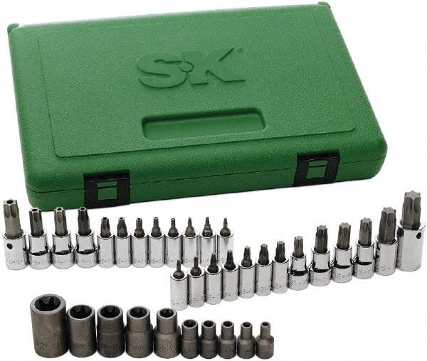 SK - 35 Piece 1/4, 3/8 & 1/2" Drive Torx Bit Socket Set - T7 to T60 Torx - Top Tool & Supply