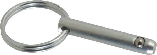 Gibraltar - 1/4" Pin Diam, 1-1/4" Long, Zinc Plated Steel Ball Lock Hitch Pin - 1" Usable Length - Top Tool & Supply