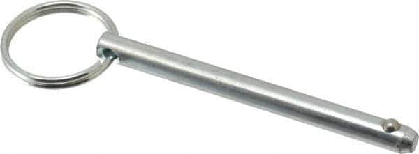 Gibraltar - 1/4" Pin Diam, 2-3/4" Long, Zinc Plated Steel Ball Lock Hitch Pin - 2-1/2" Usable Length - Top Tool & Supply