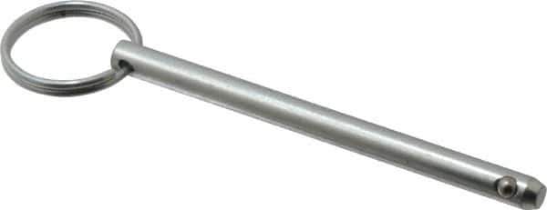 Gibraltar - 1/4" Pin Diam, 3-1/4" Long, Zinc Plated Steel Ball Lock Hitch Pin - 3" Usable Length - Top Tool & Supply