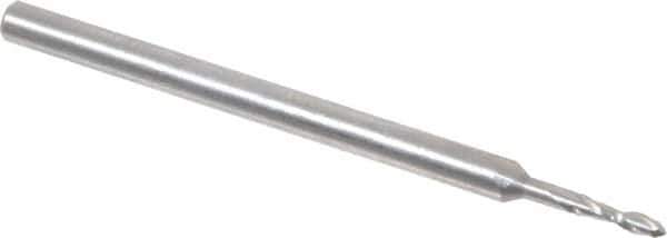 Onsrud - 1/16" Cutting Diam x 1/4" Length of Cut, 2 Flute, Upcut Spiral Router Bit - Uncoated, Right Hand Cut, Solid Carbide, 2" OAL x 1/8" Shank Diam, Ball End Taper, 30° Helix Angle - Top Tool & Supply