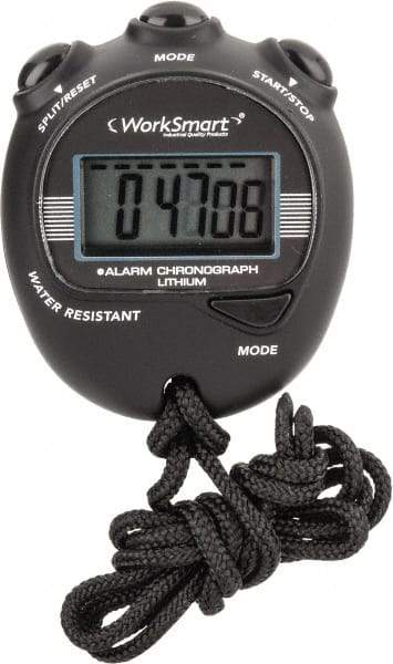 Value Collection - Water Resistant Digital Stopwatch - 3V Lithium Battery, Back Lit, Black - Top Tool & Supply