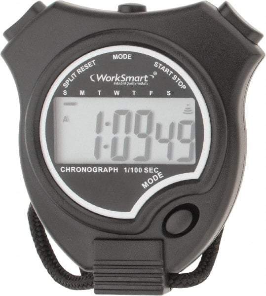 Value Collection - Digital Stopwatch with Split Counter - LR44, Back Lit, Black - Top Tool & Supply